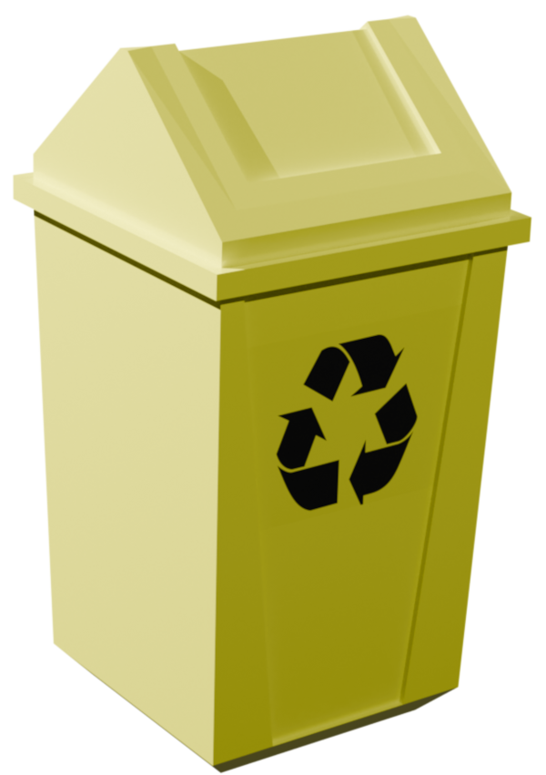 Lixeira amarela em 3d