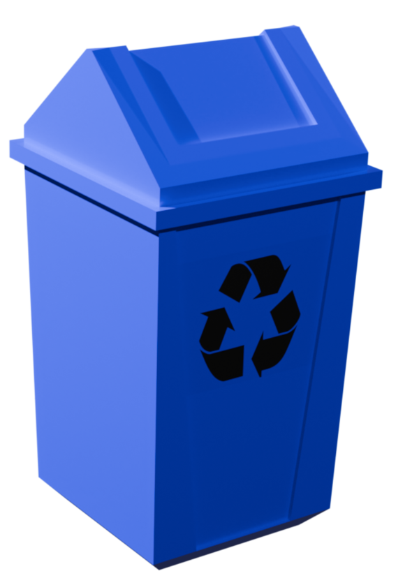 Lixeira azul em 3d