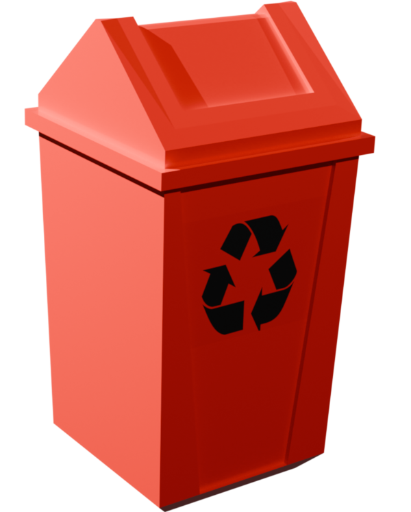 Lixeira vermelha em 3d