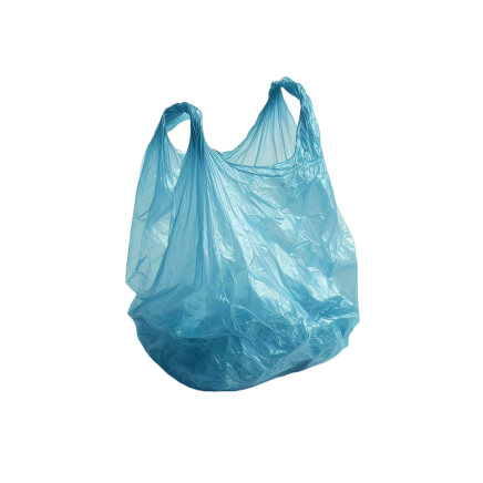 Imagem de uma sacola plástica azul