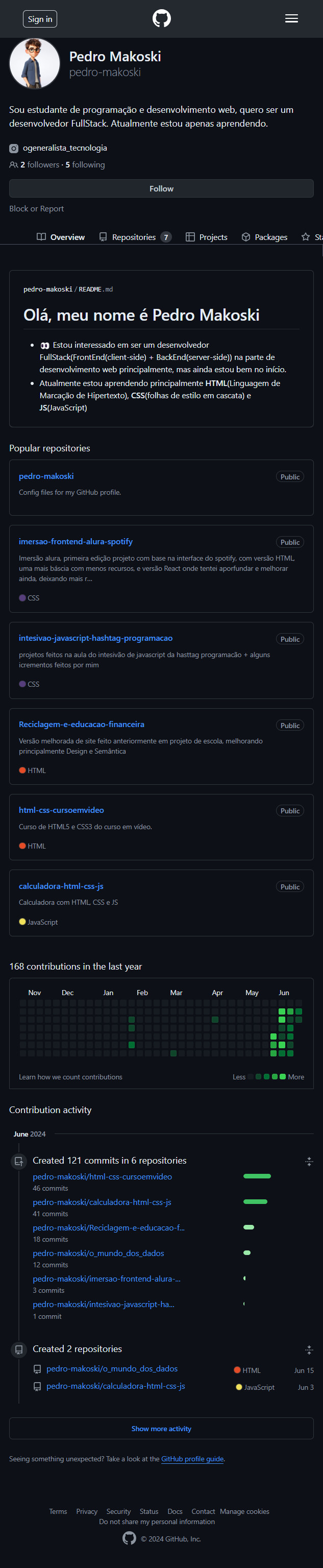 Imagem da tela do GitHub