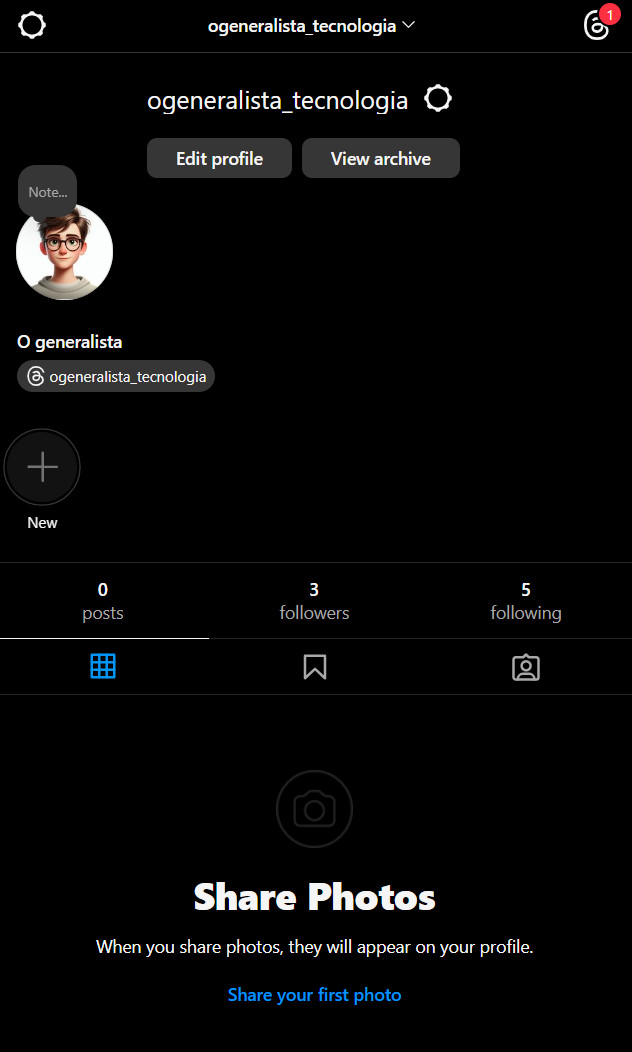 Imagem da tela do Instagram